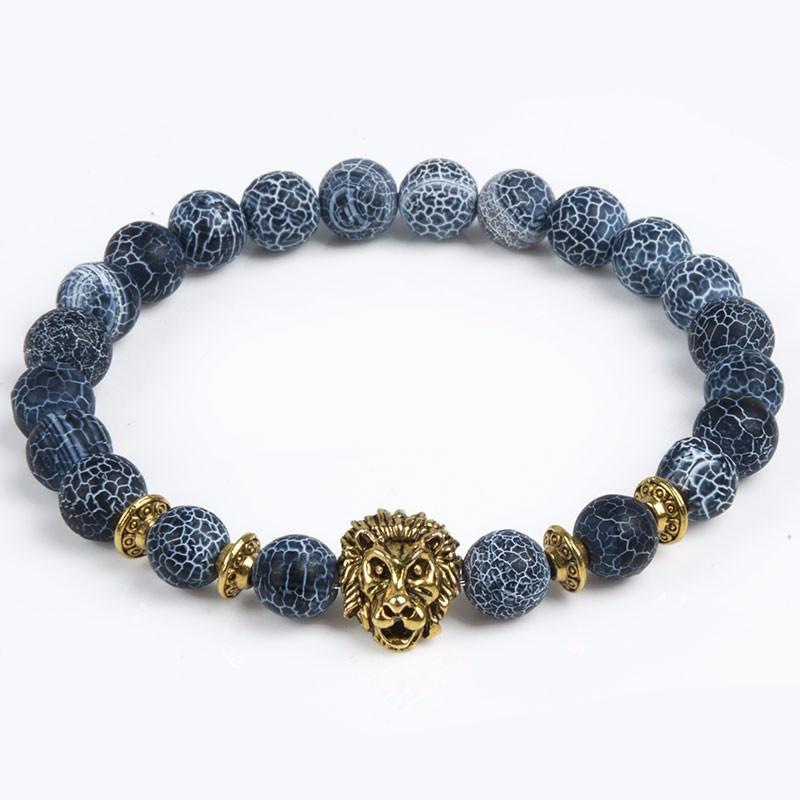 Men's Lion Head Stone Bead Bracelet - image 2