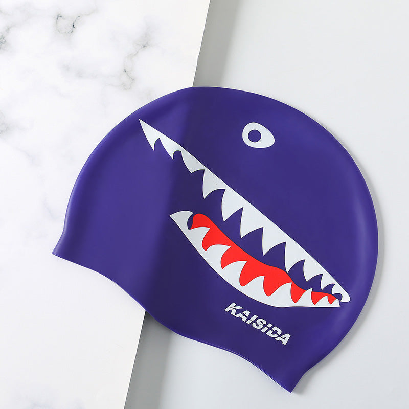Shark Print Silicone Swim Cap - image 4