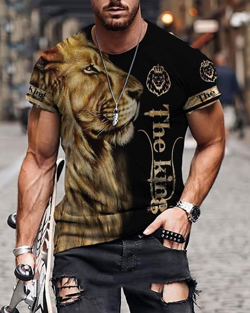 Men's 3D Lion Print Short Sleeve T-Shirt - image 7