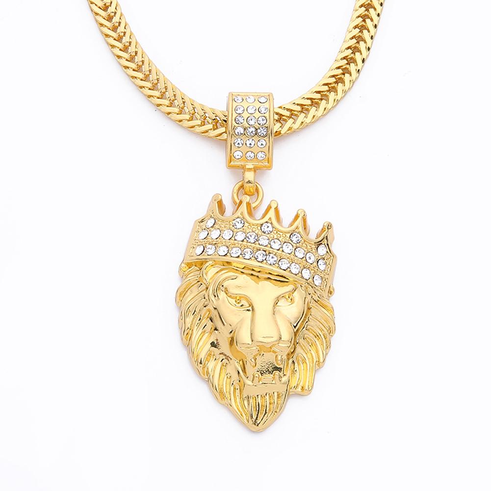 Men's Gold Lion Head Pendant Necklace with Chain - image 4