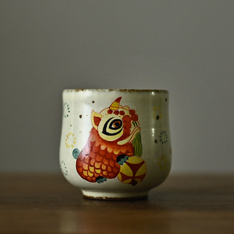 Hand-Painted Lion Ceramic Teacup - image 5