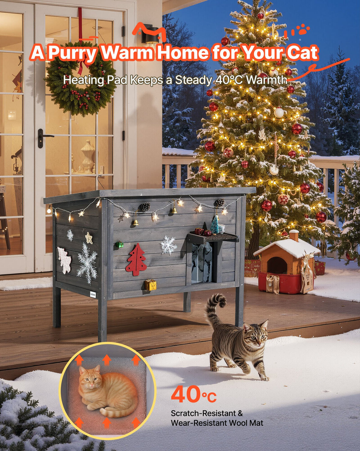 Heated Outdoor Cat House for 1-3 Cats - image 2