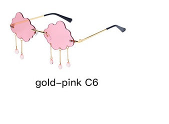 Funny Cloud Rimless Sunglasses with Rain Drop Chains - image 5