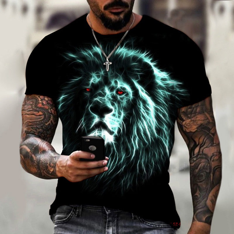 Men's 3D Lion Print Short Sleeve T-Shirt - image 4