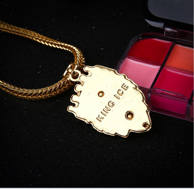 Men's Gold Lion Head Pendant Necklace with Chain - image 3