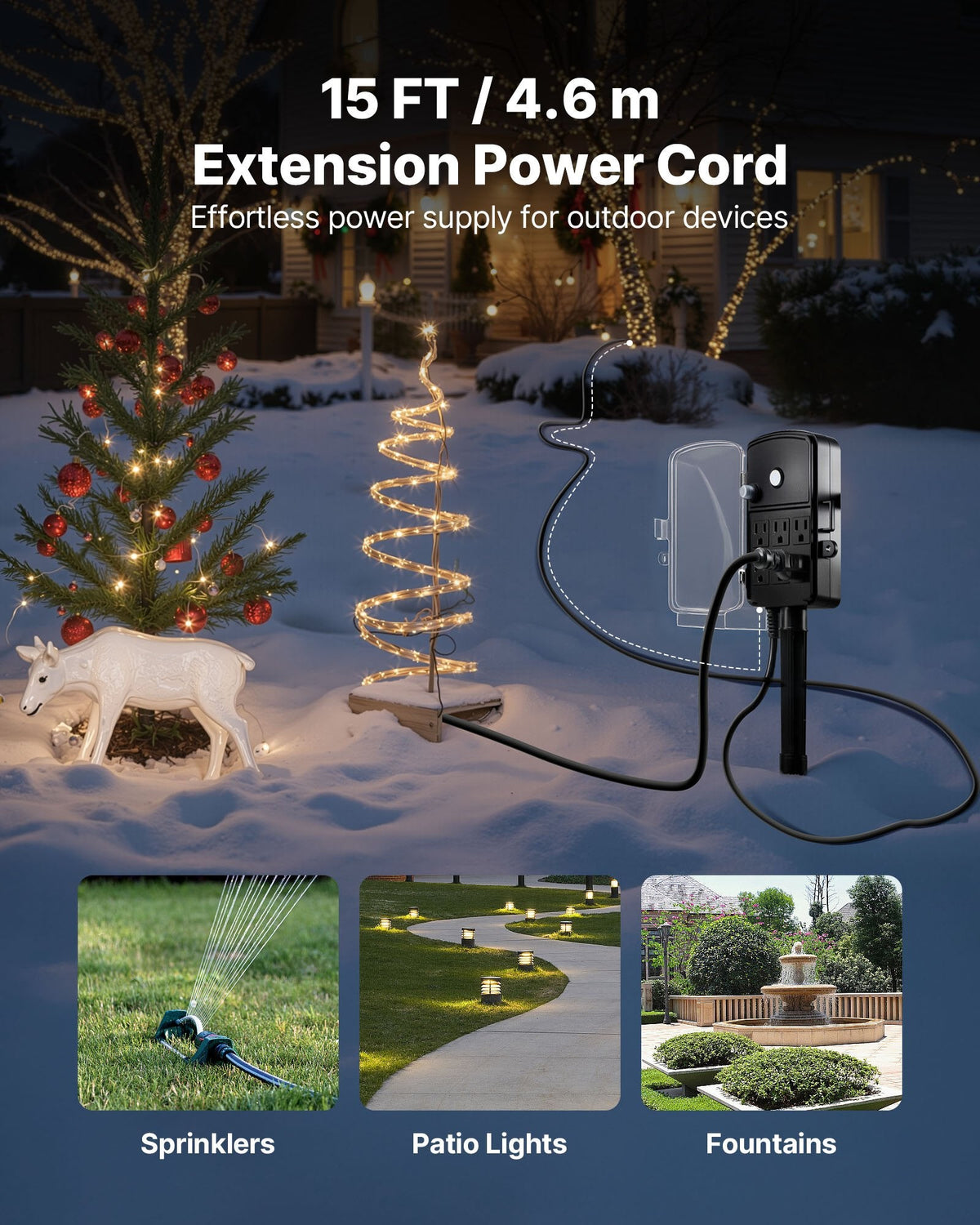 15 ft extension cord outdoor uses