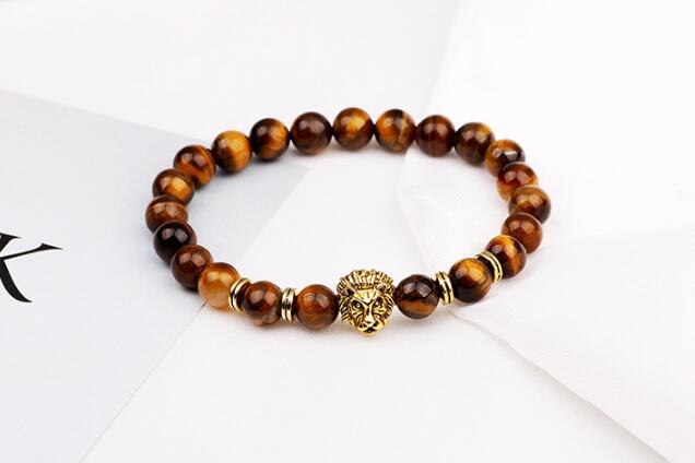 Men's Lion Head Stone Bead Bracelet - image 3