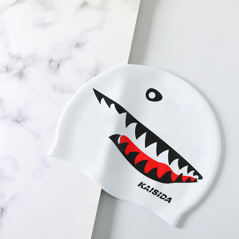 Shark Print Silicone Swim Cap - image 7
