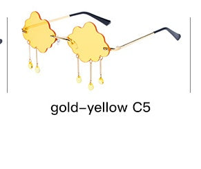 Funny Cloud Rimless Sunglasses with Rain Drop Chains - image 6