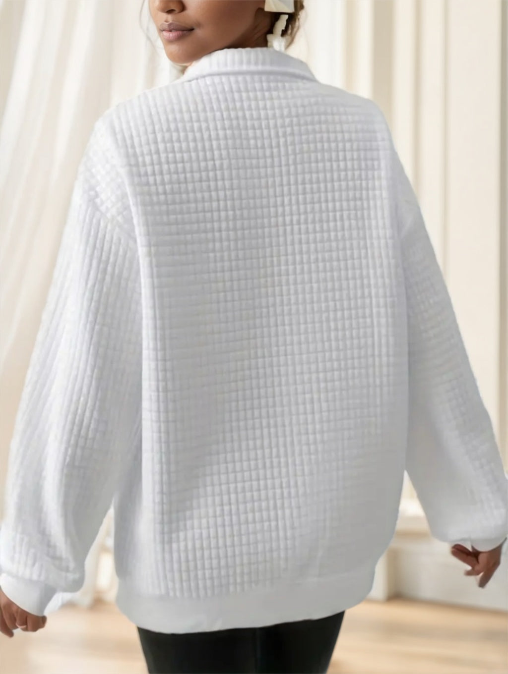 Women's Waffle Knit Pullover - image 5