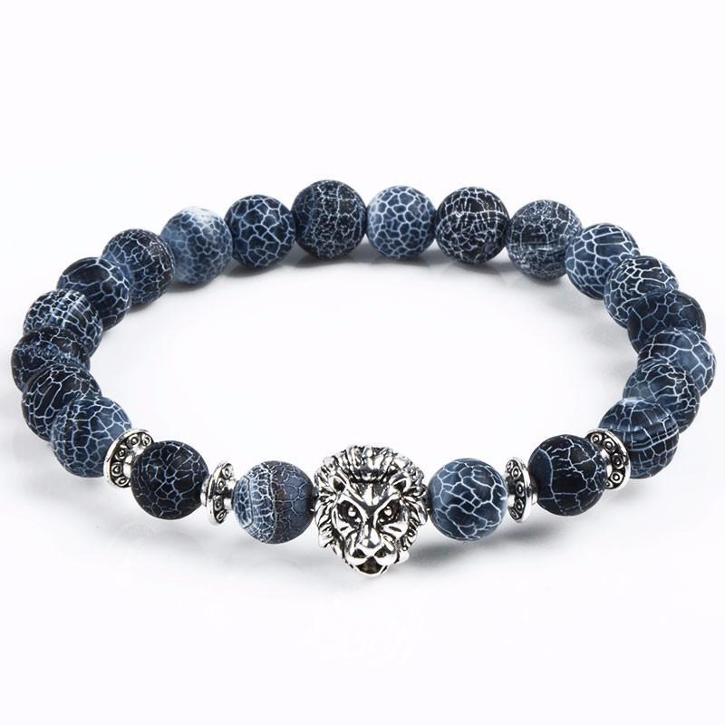 Men's Lion Head Stone Bead Bracelet - image 1
