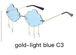 Funny Cloud Rimless Sunglasses with Rain Drop Chains - image 9