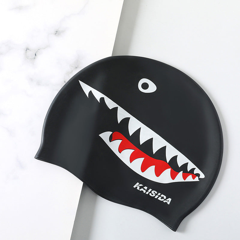 Shark Print Silicone Swim Cap - image 5