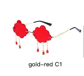 Funny Cloud Rimless Sunglasses with Rain Drop Chains - image 10