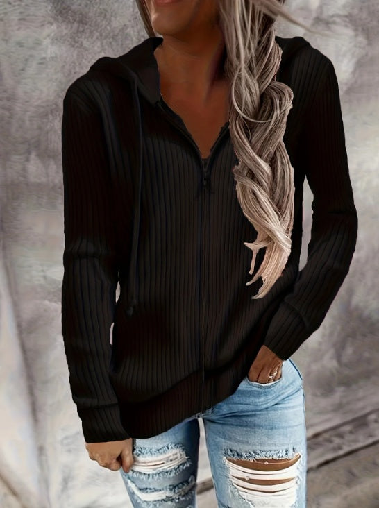 Women's Ribbed Zip-Up Hoodie - image 3