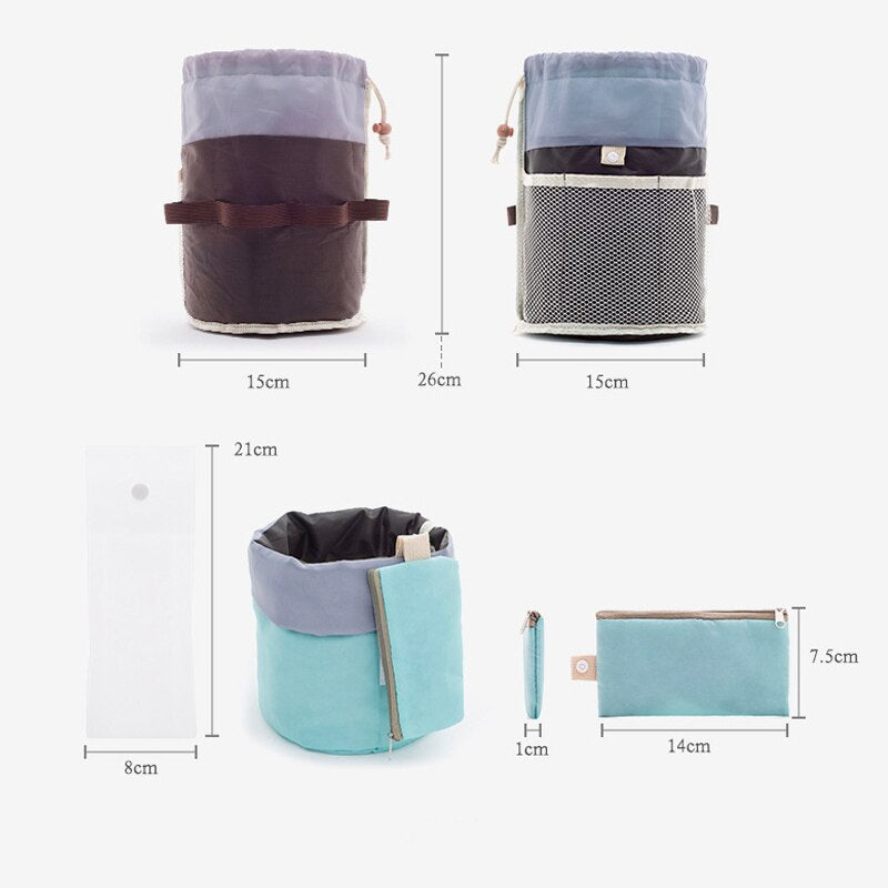Large Capacity Nylon Lazy Drawstring Storage Bag Toiletry Cylinder - image 4