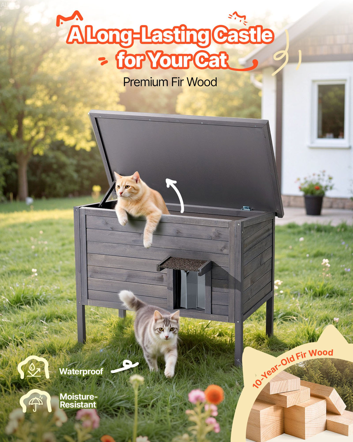 Heated Outdoor Cat House for 1-3 Cats - image 5