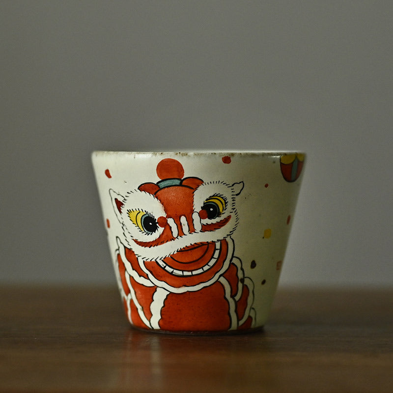 Hand-Painted Lion Ceramic Teacup - image 3