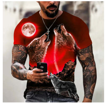 Men's 3D Lion Print Short Sleeve T-Shirt - image 2
