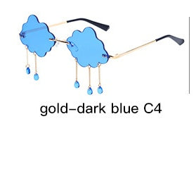 Funny Cloud Rimless Sunglasses with Rain Drop Chains - image 4
