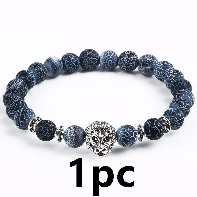 Men's Lion Head Stone Bead Bracelet - image 7