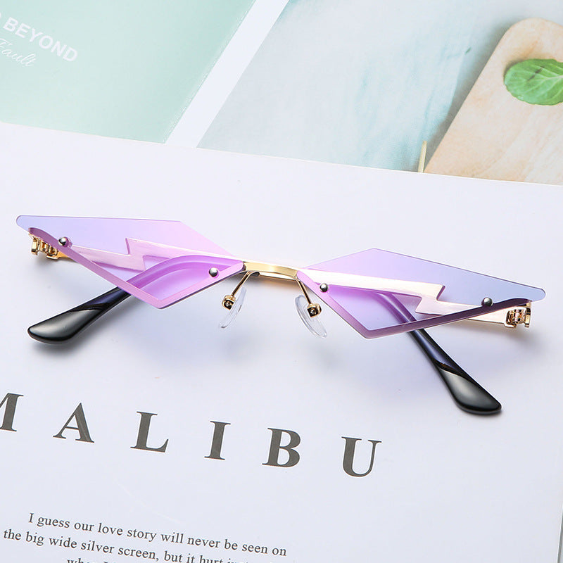 Funny Cloud Rimless Sunglasses with Rain Drop Chains - image 2