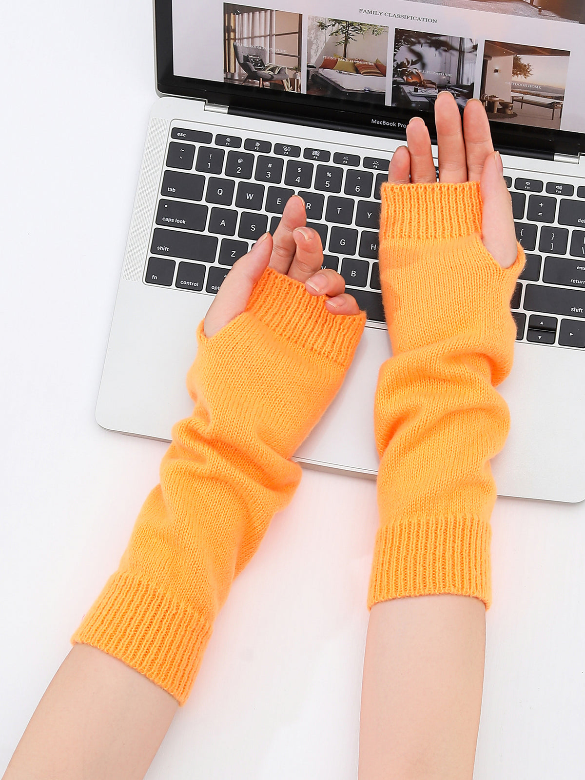 Long Knit Fingerless Gloves - image 6