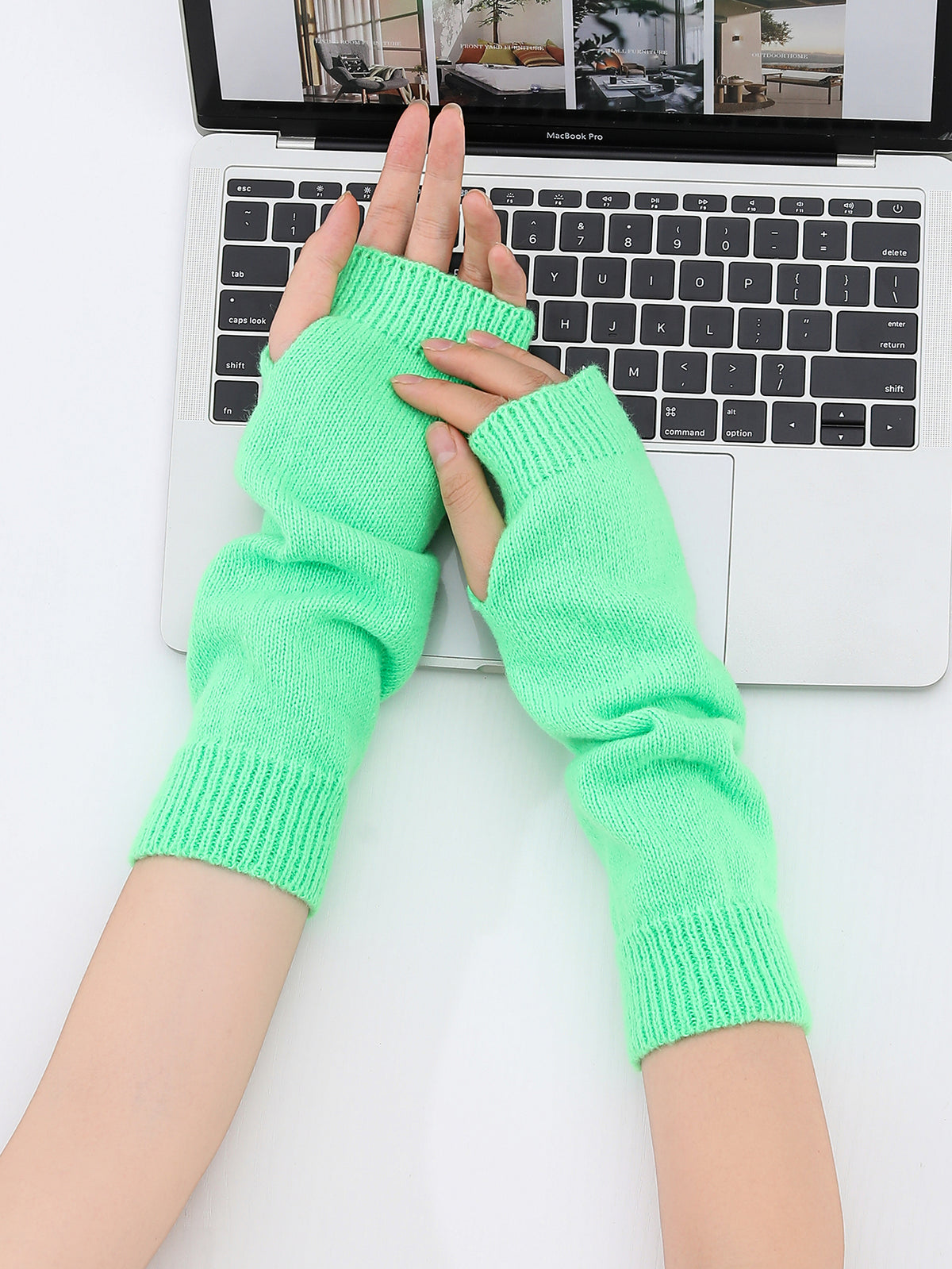 Long Knit Fingerless Gloves - image 5