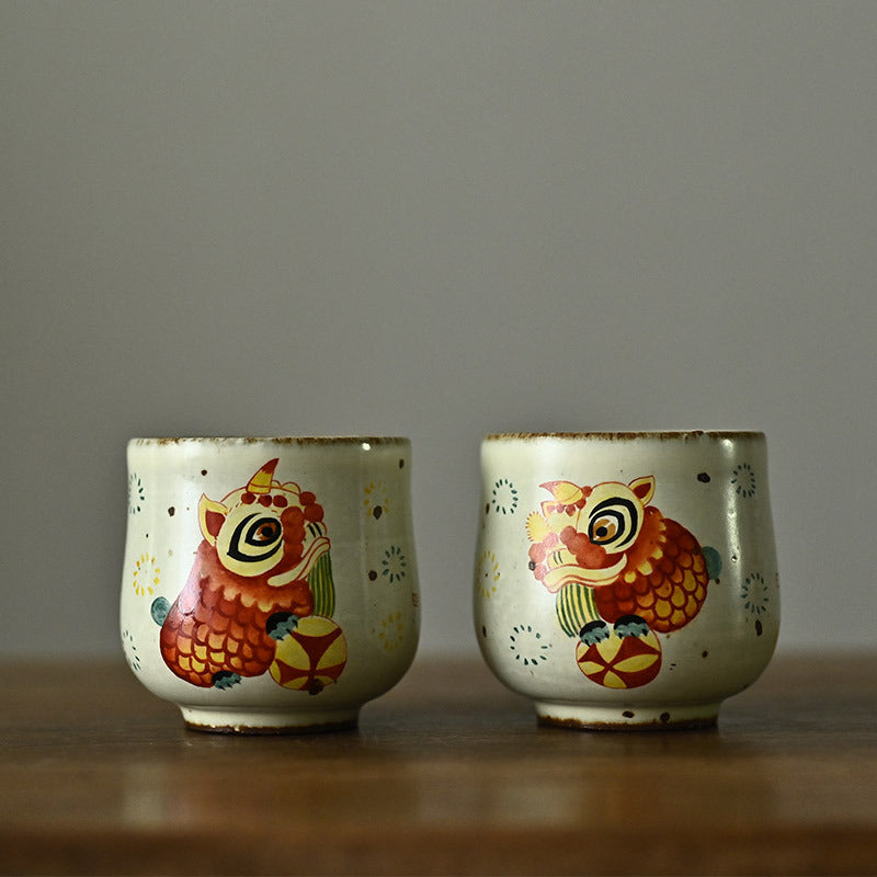 Hand-Painted Lion Ceramic Teacup - image 4