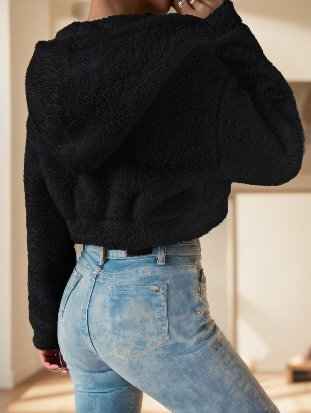 Women's Cropped Teddy Hoodie - image 2