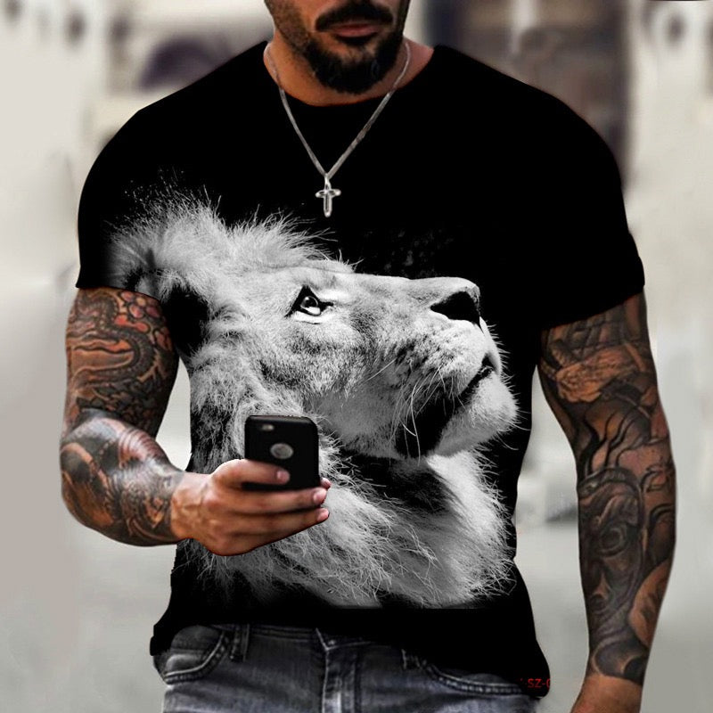 Men's 3D Lion Print Short Sleeve T-Shirt - image 3