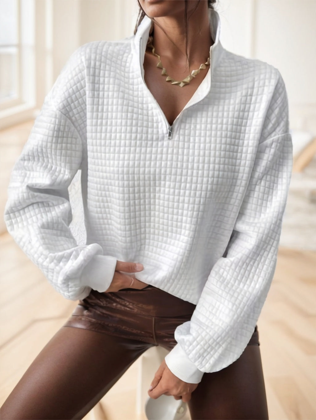 Women's Waffle Knit Pullover - image 6
