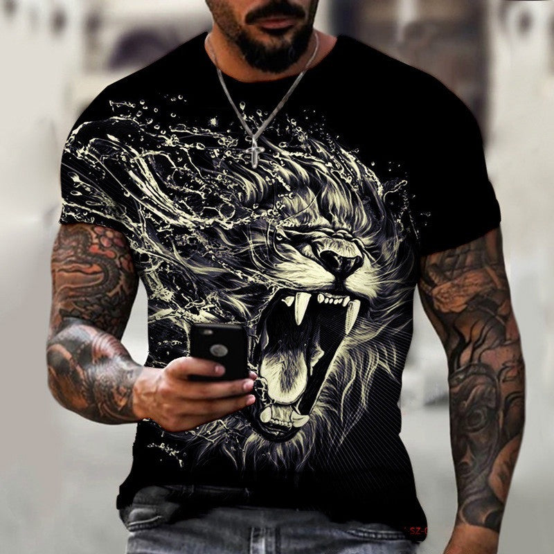Men's 3D Lion Print Short Sleeve T-Shirt - image 5