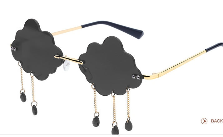 Funny Cloud Rimless Sunglasses with Rain Drop Chains - image 3